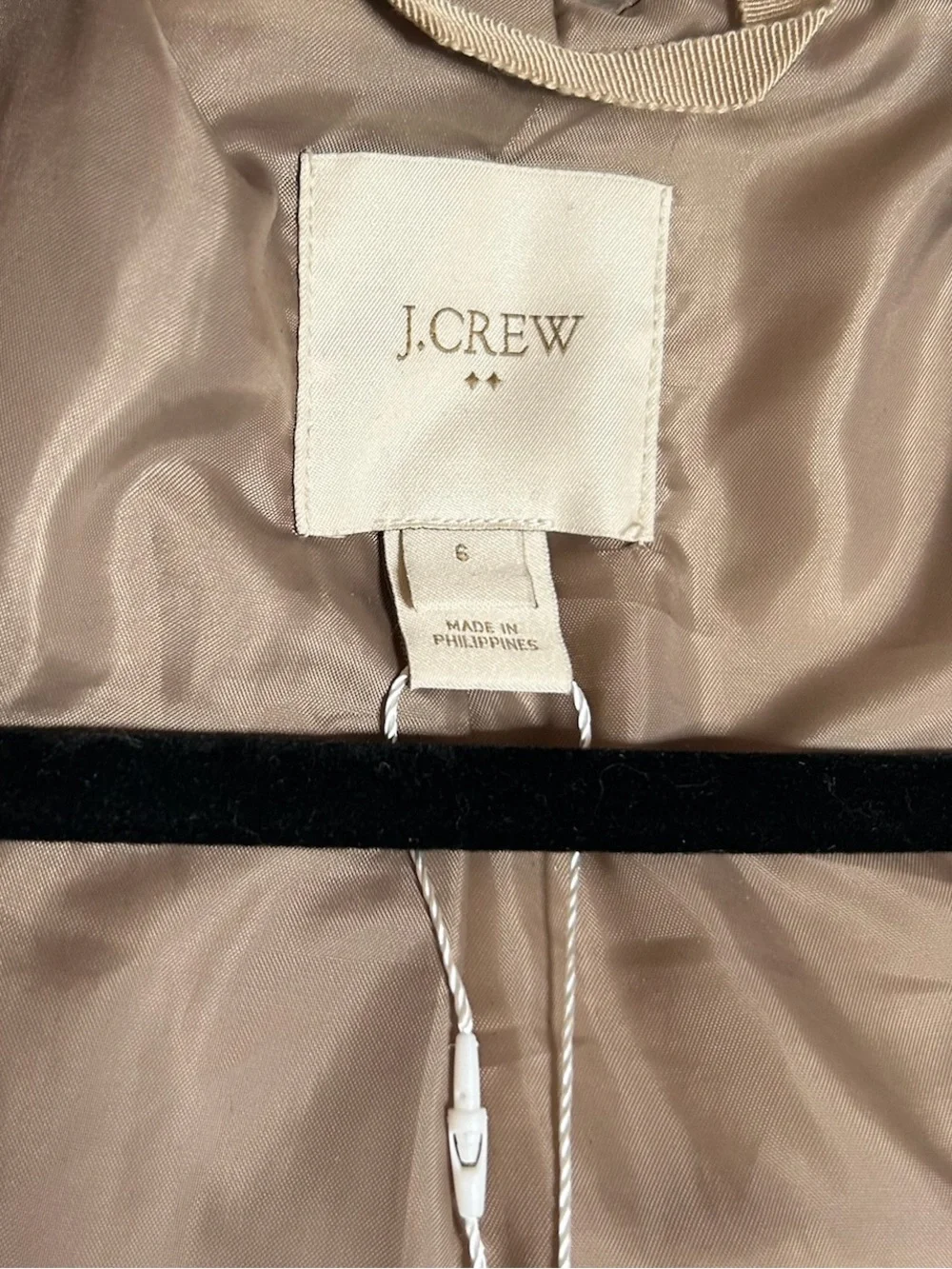 J. Crew Taupe Hooded Wool-Blend Trench Coat with Faux Fur Trim